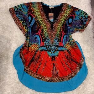 NEW  Colorful Rhinestone Beach Caftan